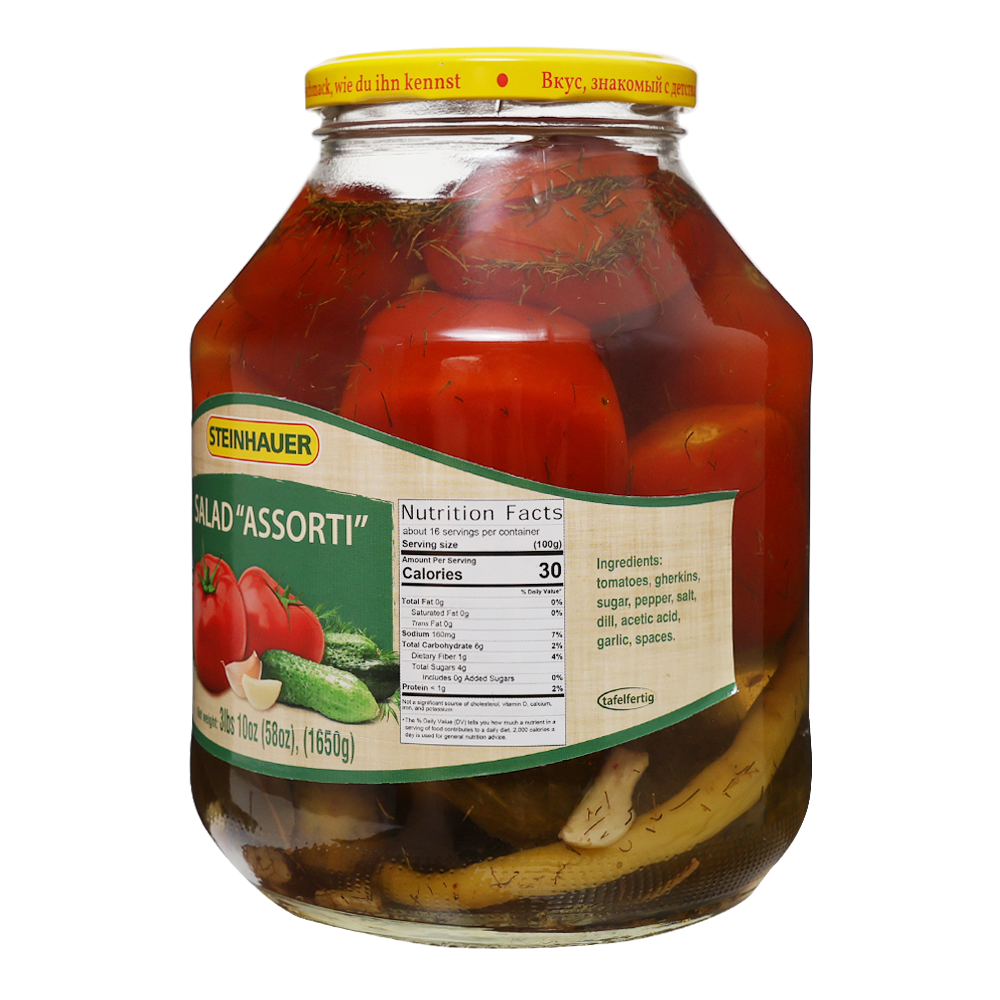 Маринованные огурцы и помидоры – 57,48 жидких унций (1,7 л)