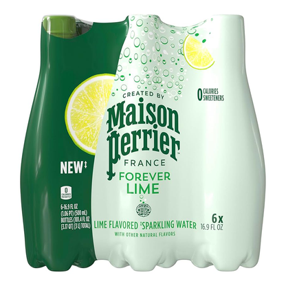 Water Sparkling with Lime 6 pk – Plastic Bottle – 16.9 oz (500 ml)