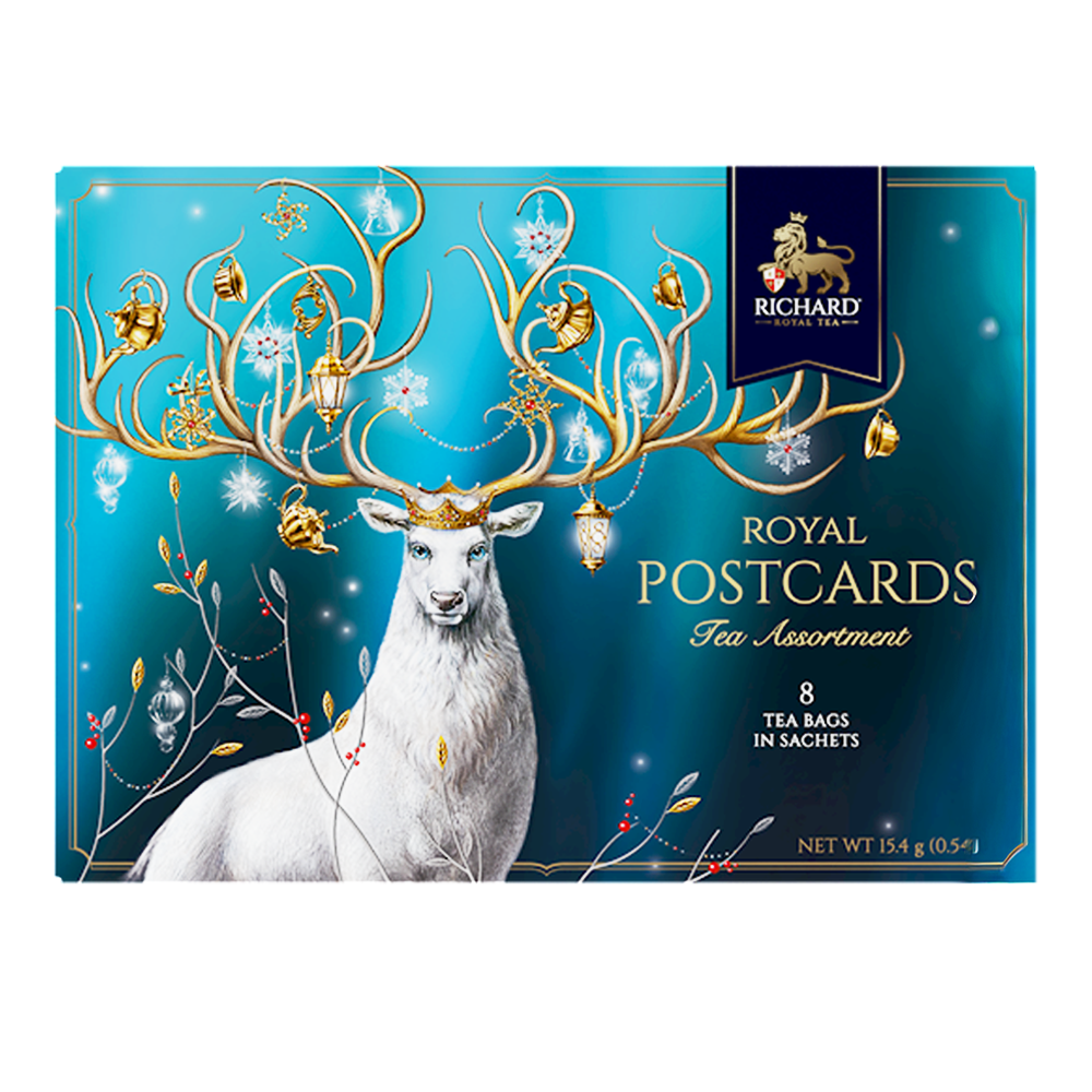 New Year Gift – Tea Black Postcards (4 Flavors) – 8 Tea Bag