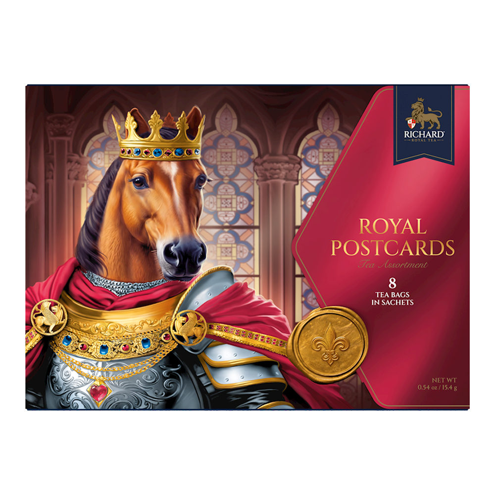 Новогодний подарок – Чай «Черные открытки» с символикой (4 вкуса) – 8 чайных пакетиков