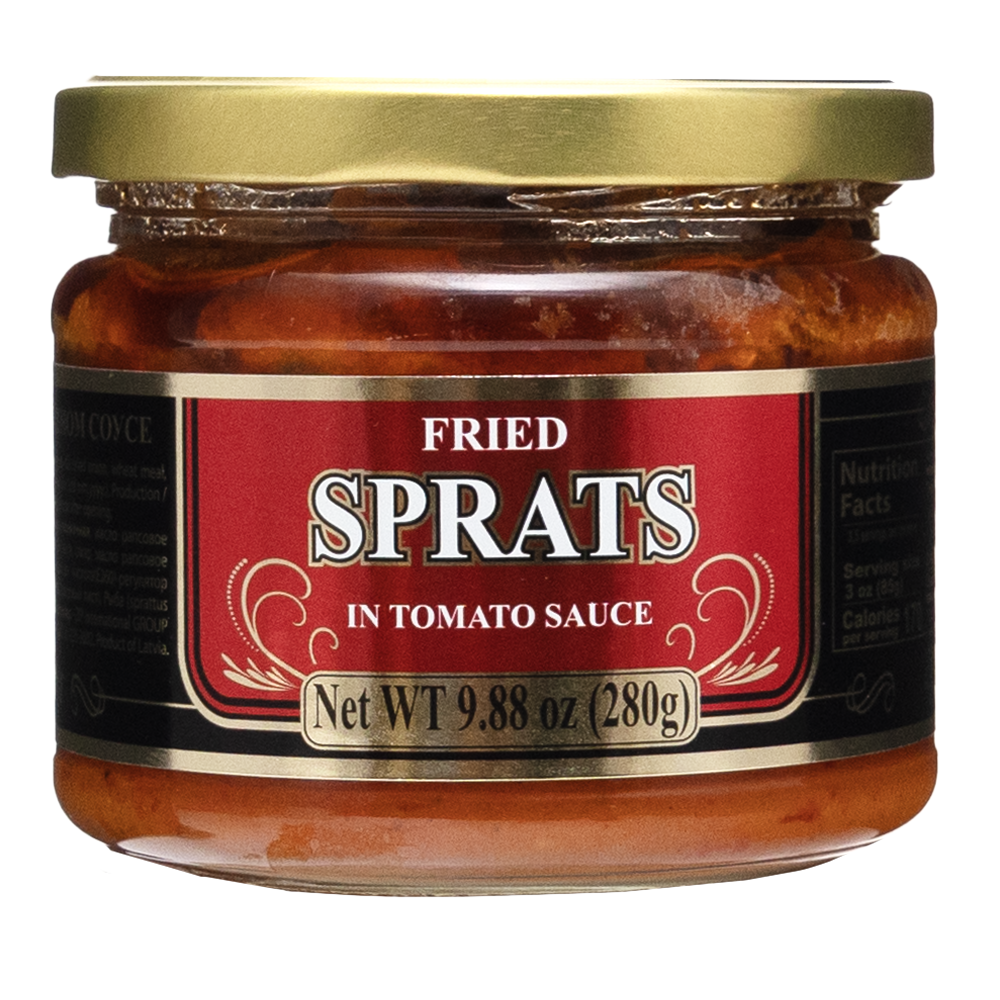 Smoked Fried Sprats in Tomato – Glass Jar – 9.88 oz (280 gr)