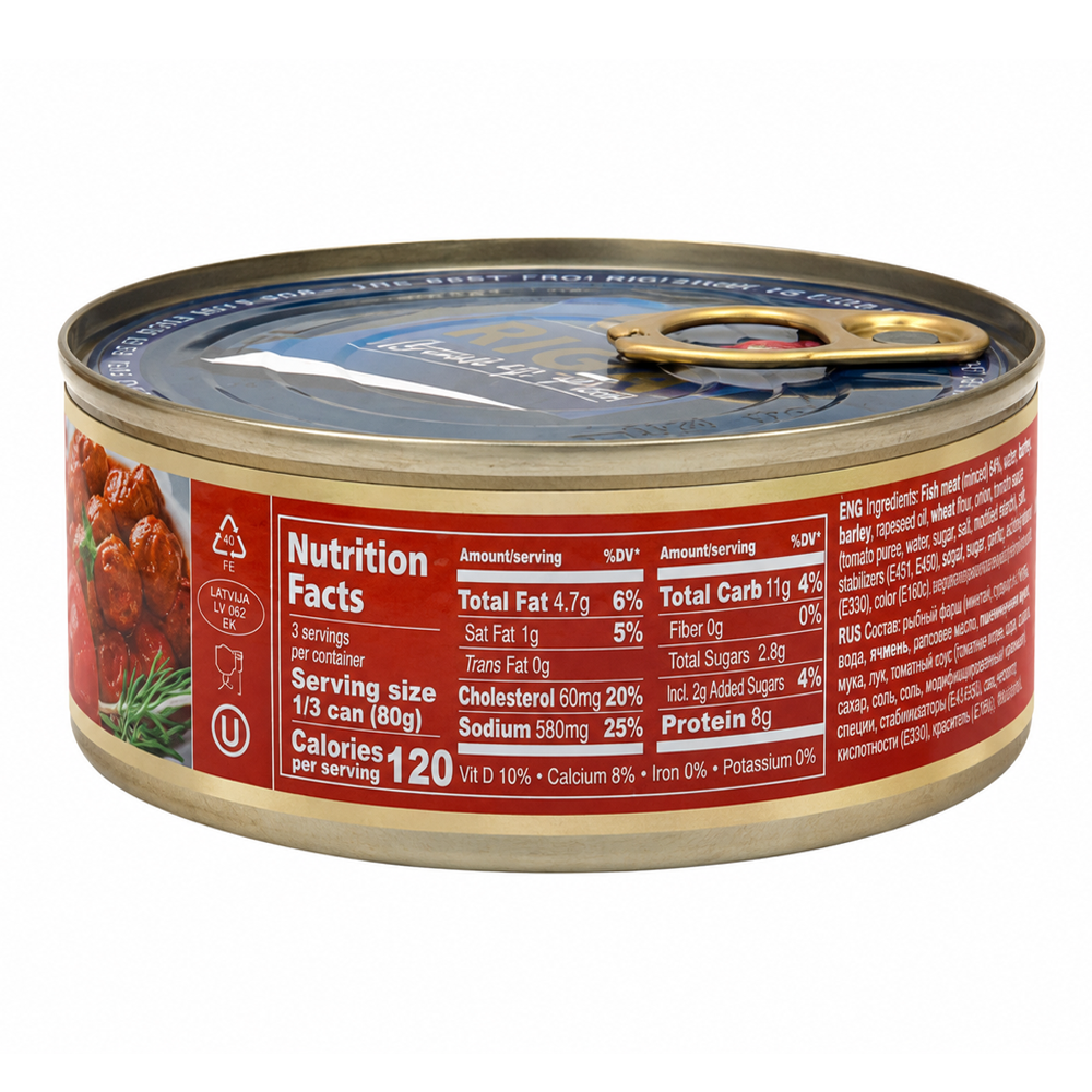 Smoked e/o Fish Balls-Tomato – 8.47 oz (240gr)