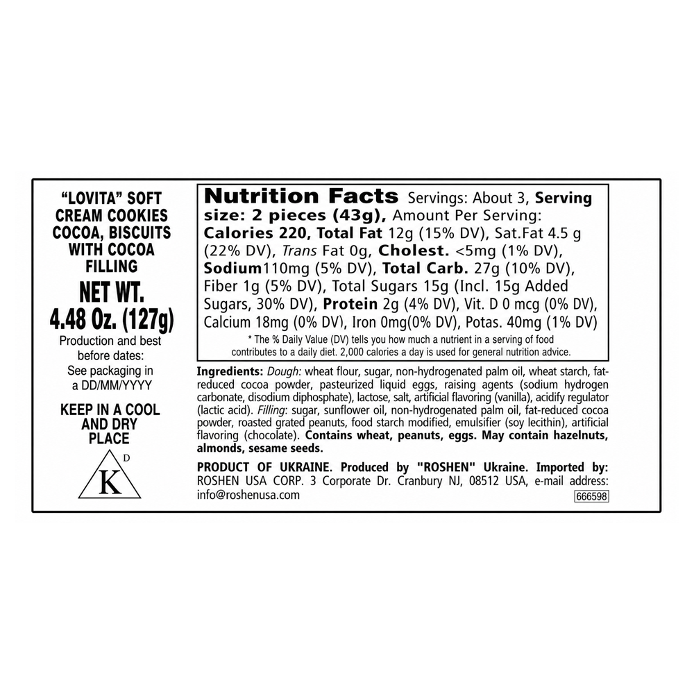 Cookies Butter Lovita with Chocolate Cream – 4.48 oz (127gr)