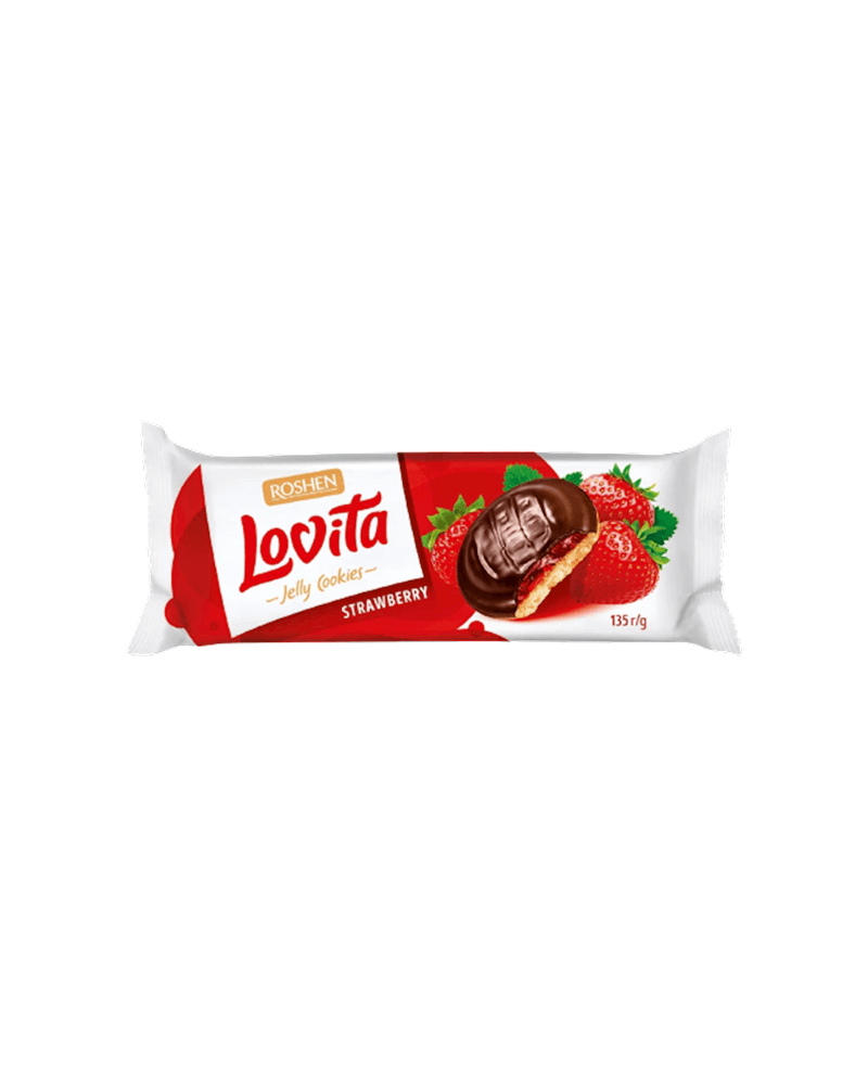 Roshen - Cookies Lovita W/Strawberry Jelly 135gr