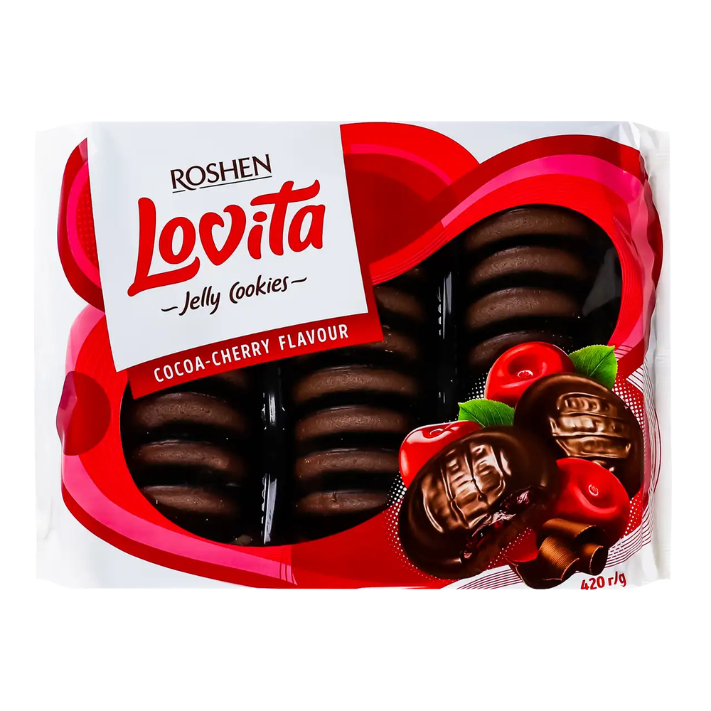 Cookies Choco Glazed Lovita Cherry Jelly- 14.8 Oz (420gr)