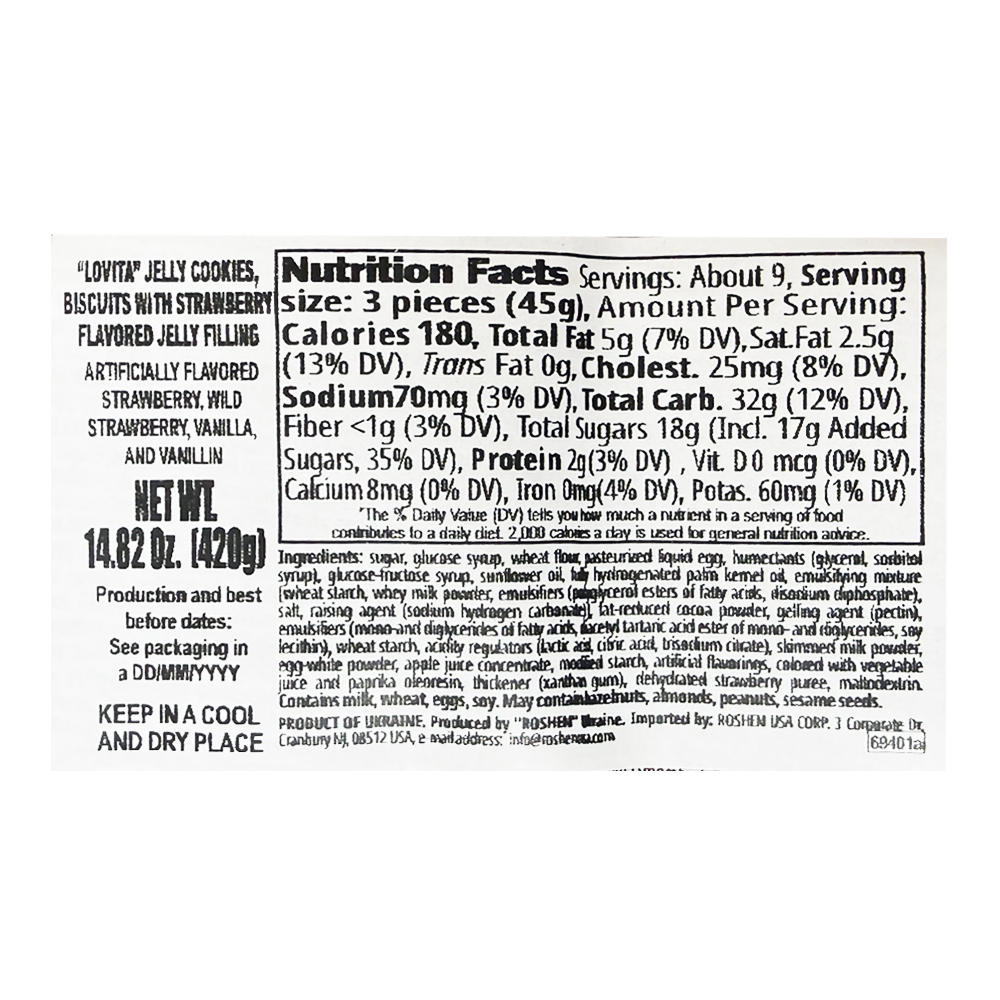 Cookies Choco Glazed Lovita Strawberry Jelly- 14.8 Oz (420gr)