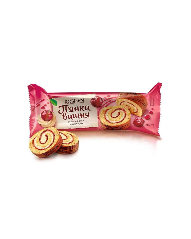 Roshen - Biscuit Swiss-Roll Drunken Cherry 180gr