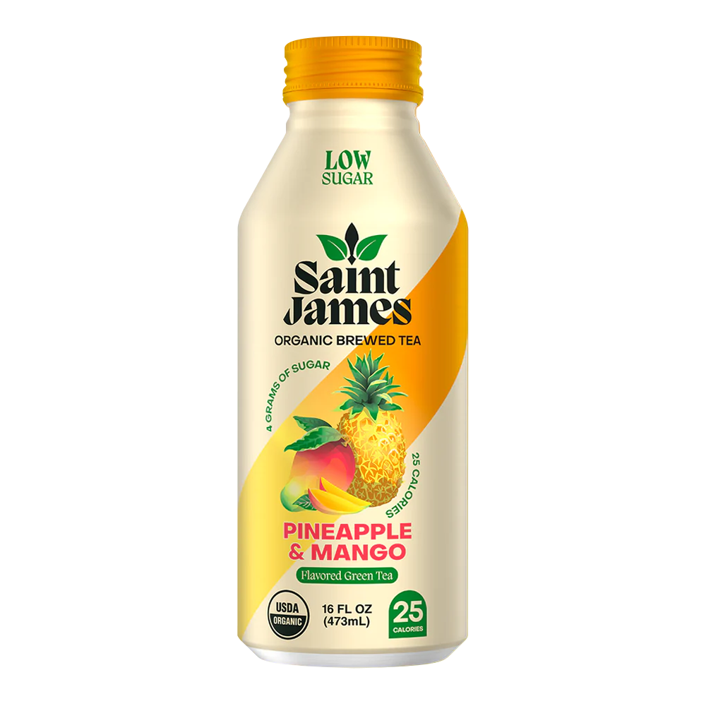 Органический заваренный зеленый чай с ананасом и манго – 15,99 жидких унций (473,0 мл)