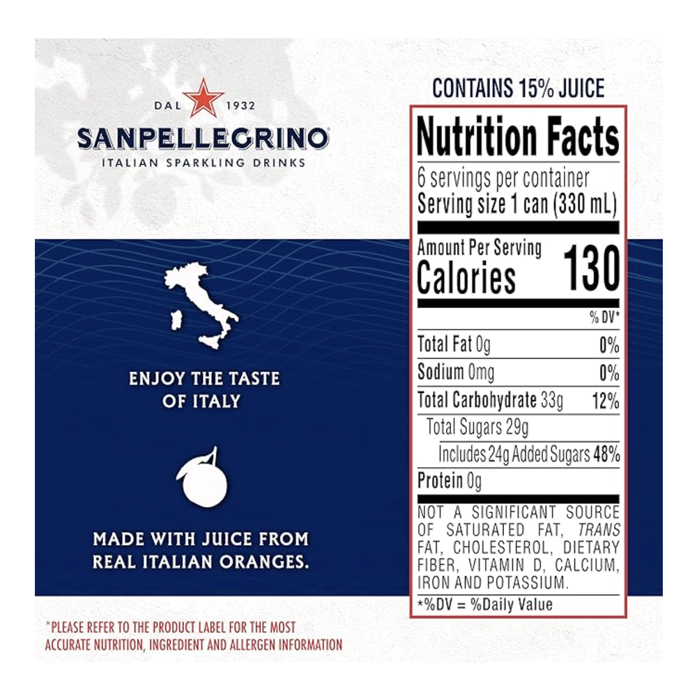 Газированный напиток Aranciata Rossa Slim – 11,16 жидких унций (330,0 мл)