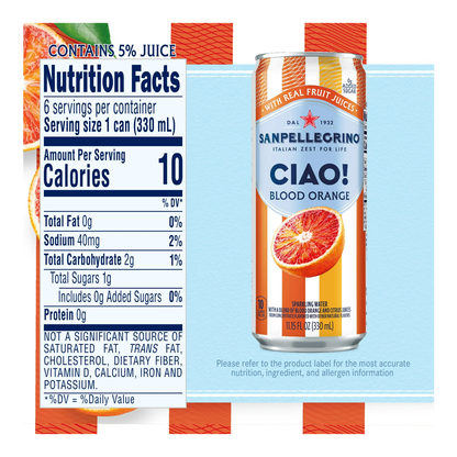 Water Sparkling Ciao! Blood Orange 6 pk – Can – 11.15oz (315ml)
