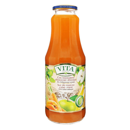 Juice Carrot, Apricot and Apple –  Glass –  1.06 qt – 33.81 fl oz (1.0lt)