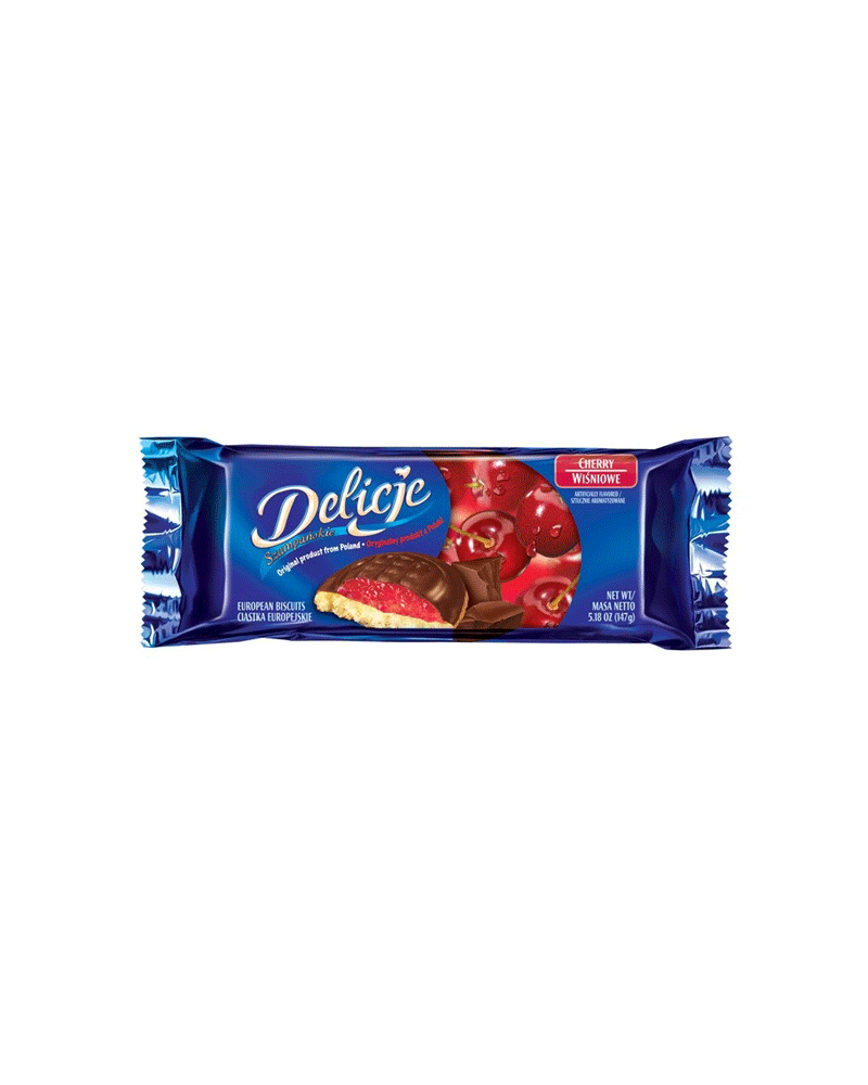 Delicje - Biscuit (Choco Glazed) Cookies W/Cherry 147gr