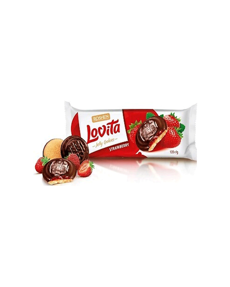 Roshen - Cookies Lovita W/Strawberry Jelly 135gr